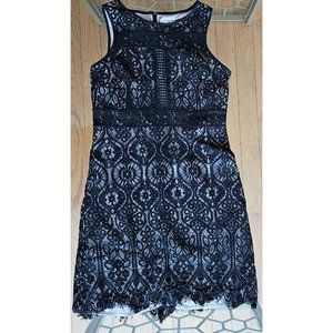 Loft Lace A-line High Neck Sleeveless Mini dress black size 2p